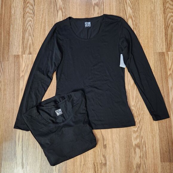 32 Degrees Heat Base Layer Top Women's Size Medium Black Scoop Neck Long Sleeves - Picture 1 of 5
